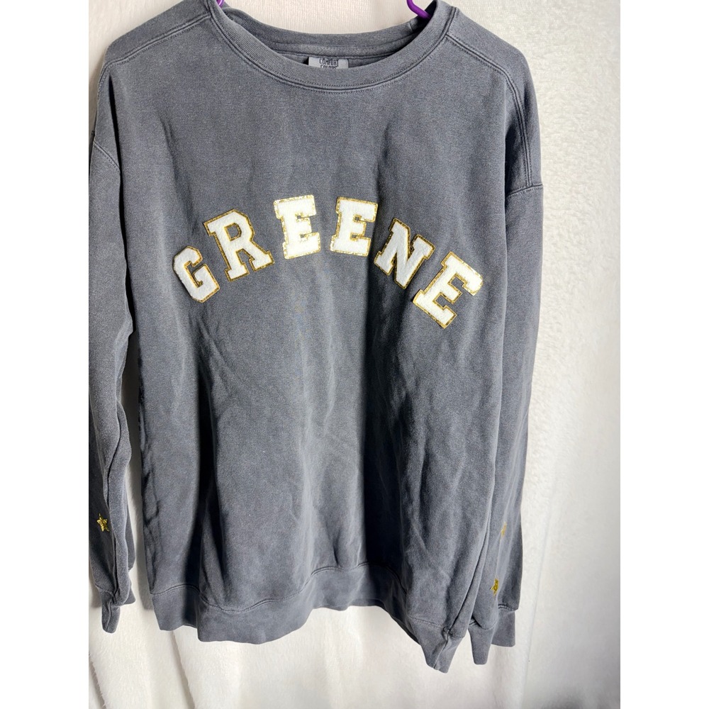 Comfort‎ Colors Greene Varsity Glitter Star Sweatshirt Gray Large